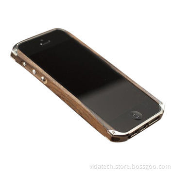 Wood and Aluminum Metal Bumper Case Cover for iPhone 5/5s, Factory